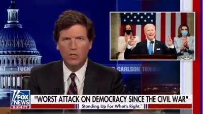 Tucker Carlson calls the Immigration Act of 1965 an assault on democracy.