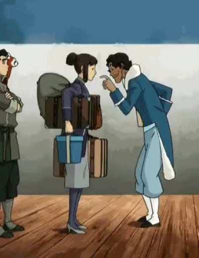 pabu is watching on as varrick pokes his wife zhu li in the face for no reason