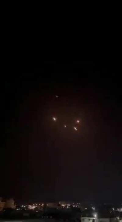 Iranian drones and missiles being intercepted by the Iron Dome over the West Bank (Filmed in Jericho)