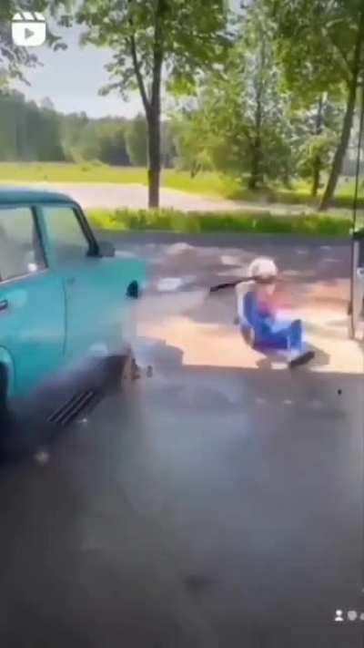 To wash the car.