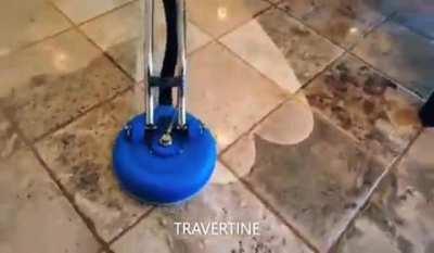 Power washing tiled floor