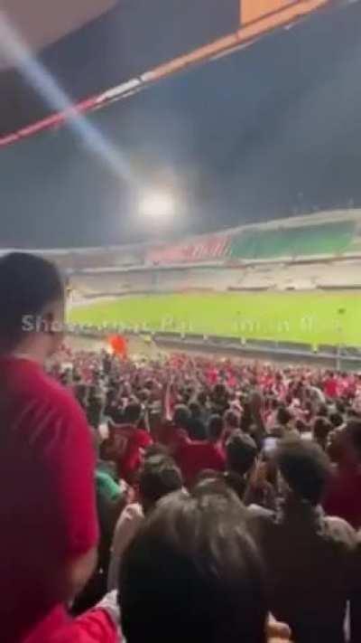 I know this was posted already but here is the video with translation. Iranian soccer fans chanting something 😆 when they tried to bring out Palestinian flags 