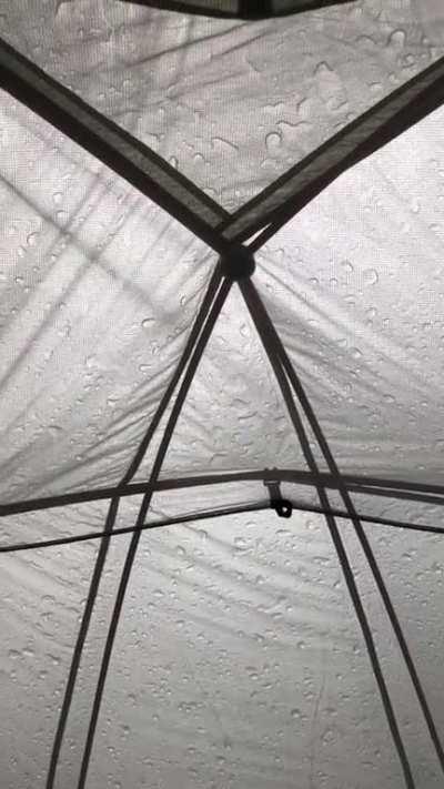 Rain on my tent while backpacking. Love the sound but wet backpacking is hard!!