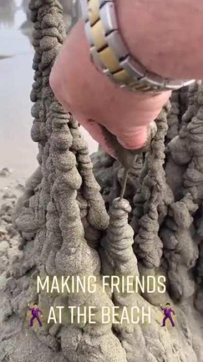 Making a different type of sandcastle.