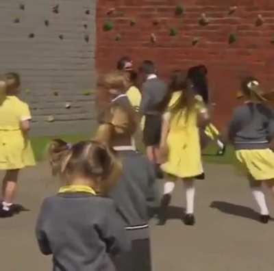 Her friends happy to see her new artificial feet.