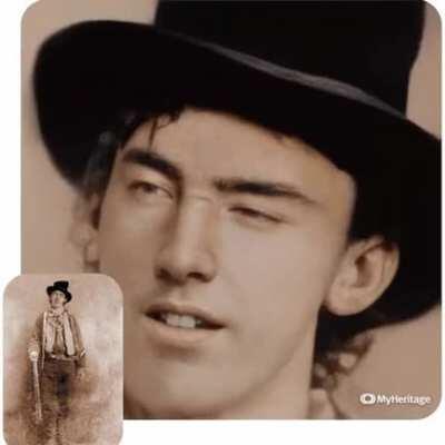 Meet Billy the Kid - Sharpened and animated by AI from only existing picture