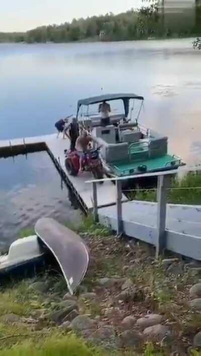 Getting the ATV off the boat