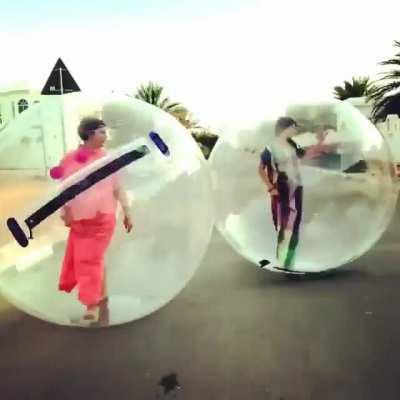 These rich ladies social distancing inside a bubble while on a walk. Insanely smart or insanely stupid?