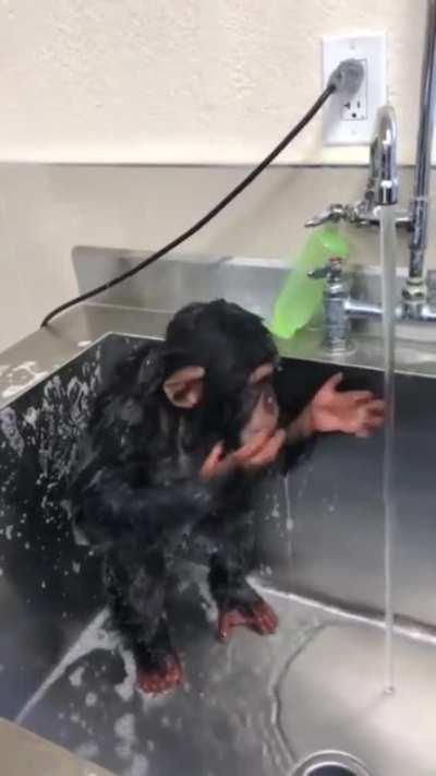 Having a bath