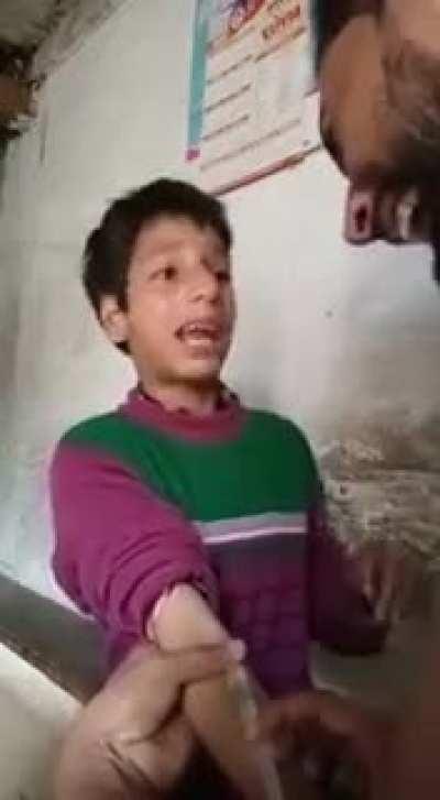 Indian kid scared from injection