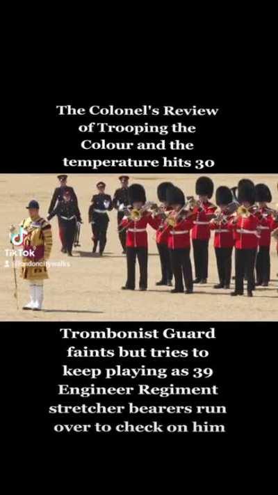 Trombonist Guard faints but tries to keep playing