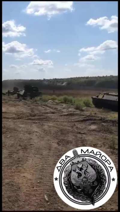 Group of naval turret armed MTLBs do a firing demonstration