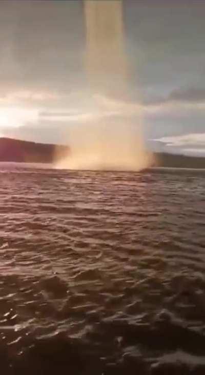 Waterspout spotted on the Kama River, Perm region, Russia, on July 13, 2023