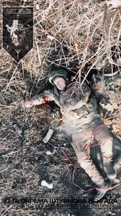 A Ukrainian drone from the 92nd brigade hitting a russian soldier directly with a grenade