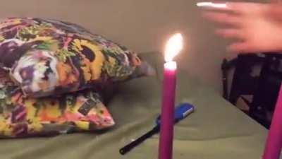 Kid pinches candle and dies