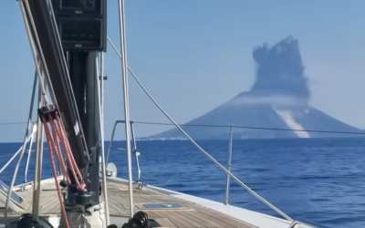 Filming a Volcano when it happens to go off.