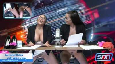 Busty News Reporters on The Sybian