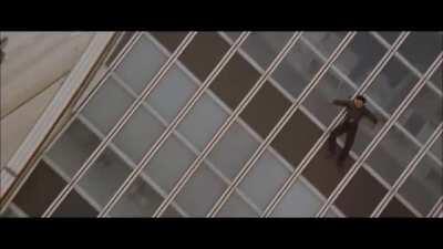 Jackie Chans craziest stunt, from the 1998 movie Who Am I, where he performed a freefall slide down the face of the Willemswerf Building in Rotterdam.