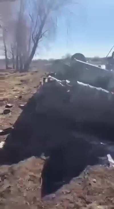 Column of tanks drove close by the river and all got stuck in the mud