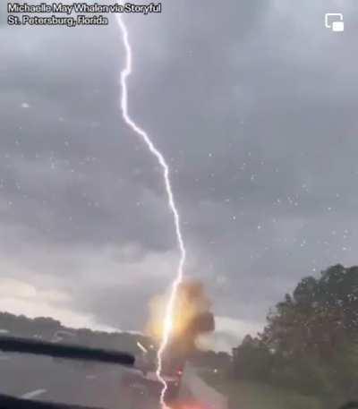 Lightning strikes truck in St. Petersburg, Florida