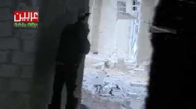 A defected soldier taunts/engages in dialogue with the Syrian Army, receives taunting and fire in return; Irbin Damascus Dec 20th 2012