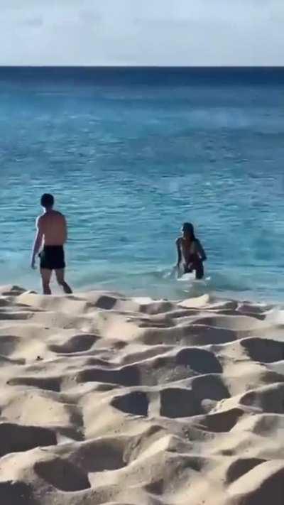 Tom and Zendaya on the beach for vacation today