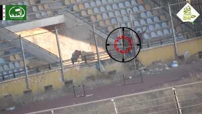 Fastaqim Union sniper wounds two pro-Gov militiamen with one round - Aleppo International Stadium - 2016