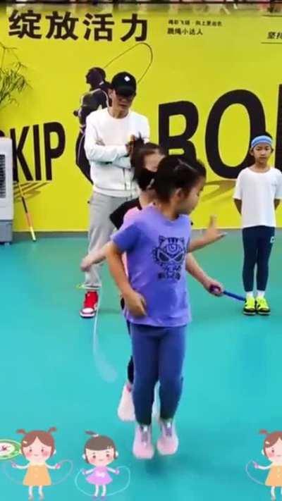 Two person jump rope routine.