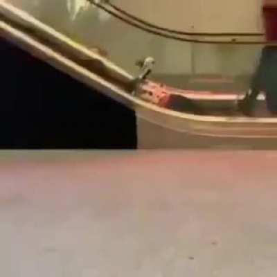 To use escalator incorrectly.