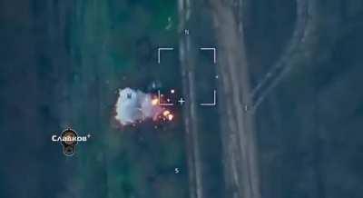 Russian suicide drone Lancet strikes a Ukrainian tank with the crew on board