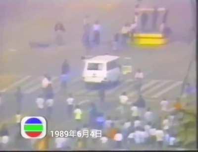 Fleeing protestors &amp;amp; advancing troops during the Tiananmen Square Massacre, June 4th, 1989.