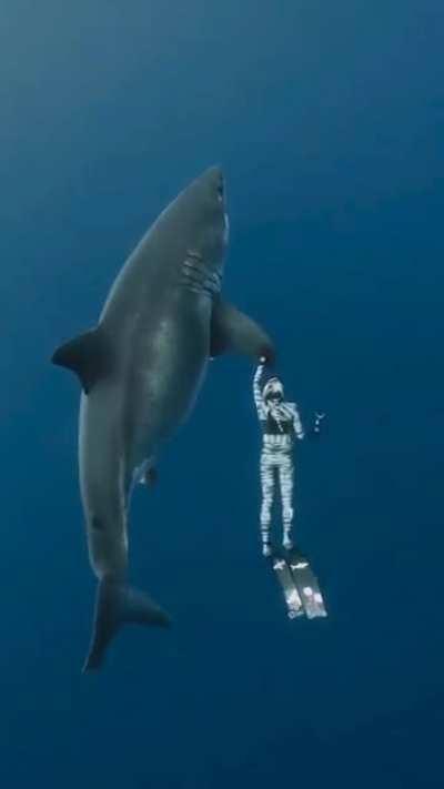 I love sharks - it would be my dream to swim with one like this