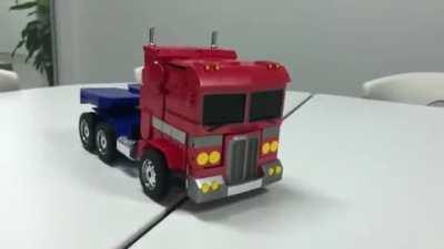 A transforming Optimus Prime