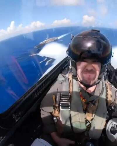 Inside view of a carrier flyby. (Credit: Lt. Richard Hanrahan) [Video]