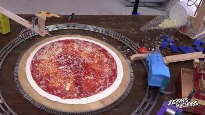 Rube Goldberg pizza making machine