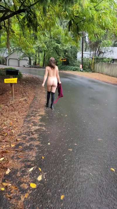 Rainy walks are better done naked