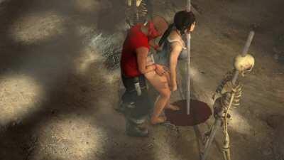 Lara Croft impaled and taken from behind