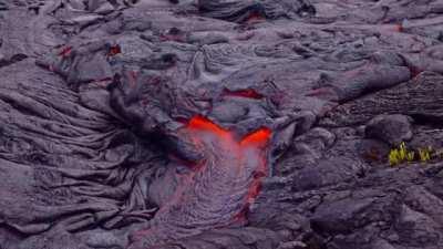 Time lapse footage of lava flowing