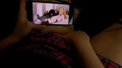 ....watching hentai lesbian porn