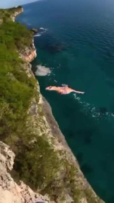 Seemingly Suicidal Cliff Dive