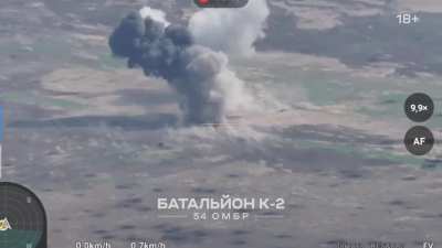 Explosion of a car carrying Russian military personnel on an anti-tank mine in the Seversk direction