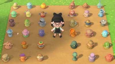 All of the gyroids singing together with one of my villagers!