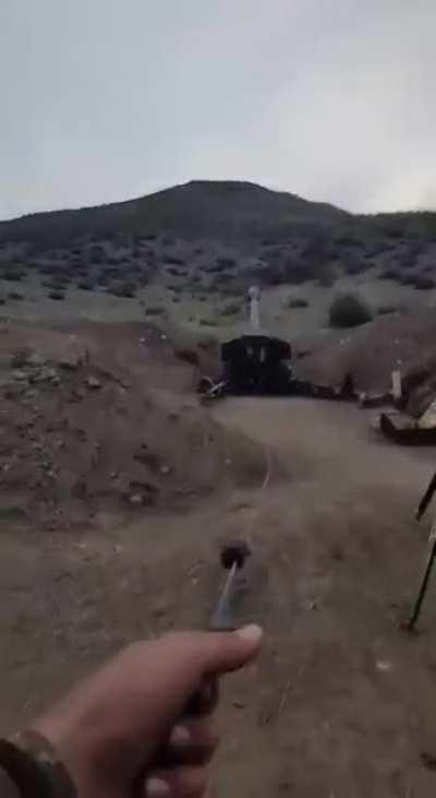 POV of an Armenian artillery crew firing at Azerbaijani forces during the 44 day Nagorno-Karabakh war