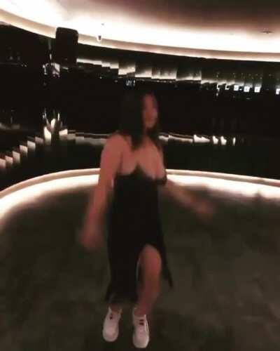 Busty asian dancing