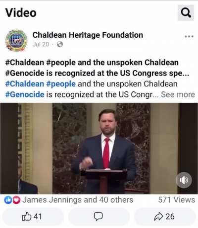 Republican Vice Presidential Candidate in America shows sympathy for Iraqi Chaldean Christian’s but none at all for Ukrainian Christian’s