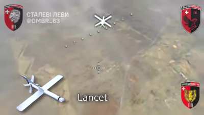 Footage showing a Ukrainian FPV pilot intercepting a Russian Lancet UAV with his quad.