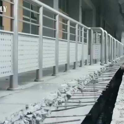 Transferring a train station in China with some specialized tools