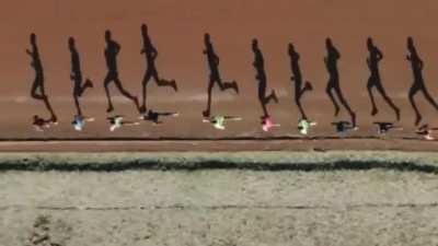 The shadows cast by these runners on a track in Kenya