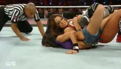 Nikki Bella torturing AJ Lee