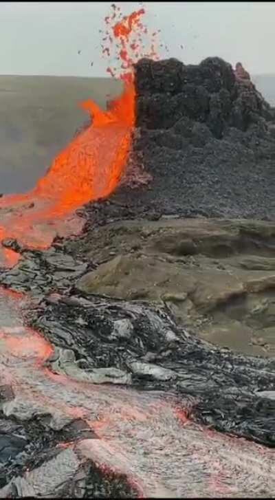 Volcano erupting in İceland